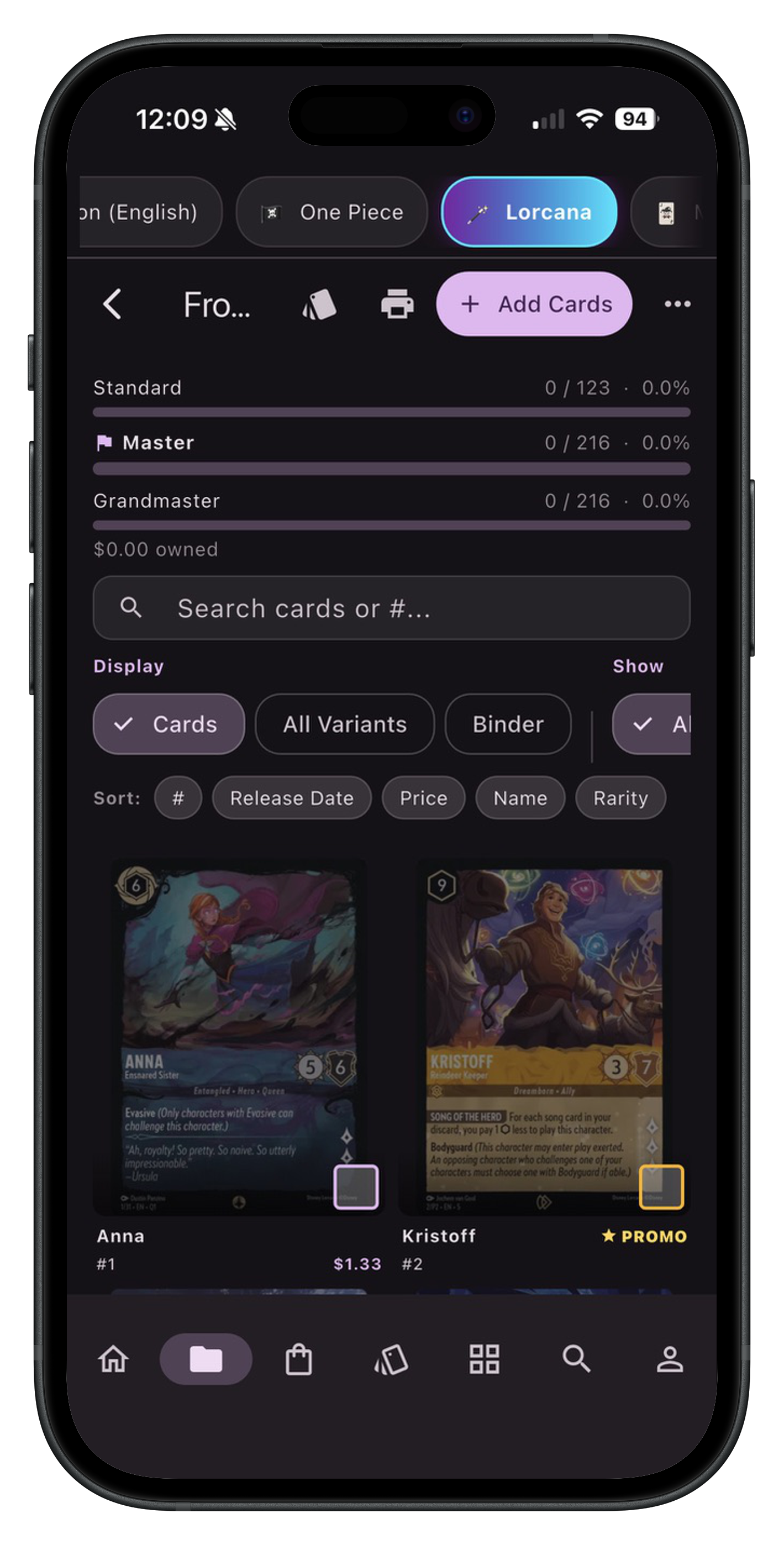Lorcana & Pokémon Master Set Statistics